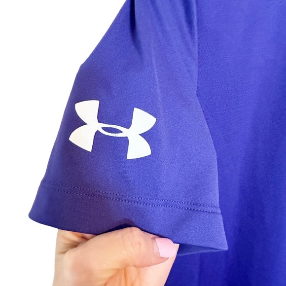 Under Armour T-shirt Top 4th of July Patriotic American Flag Heart Blue Size Med - Picture 3 of 8